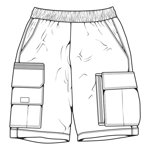 Pantalone Corto Contorno Disegno Vettore Pantalone Corto Stile Schizzo Modello — Vettoriale Stock