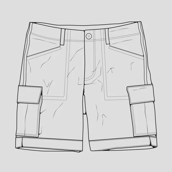 Pantalone Corto Contorno Disegno Vettore Pantalone Corto Stile Schizzo Modello — Vettoriale Stock