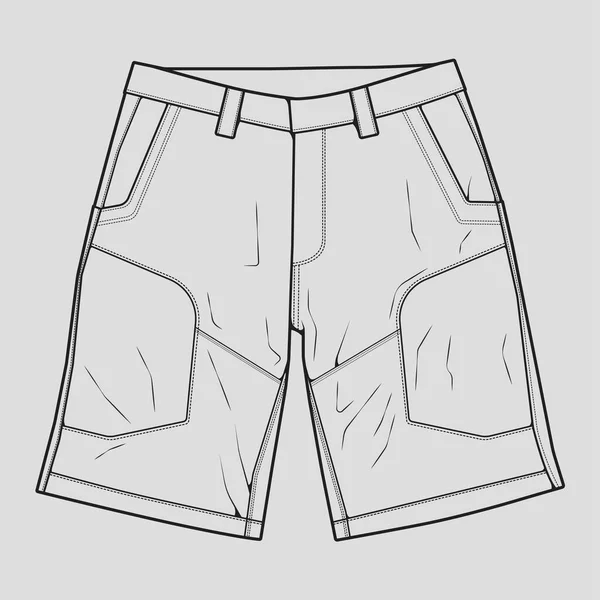 Pantalones Cortos Contorno Dibujo Vector Pantalones Cortos Estilo Boceto Entrenador — Archivo Imágenes Vectoriales