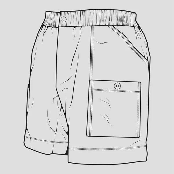 Pantalones Cortos Contorno Dibujo Vector Pantalones Cortos Estilo Boceto Entrenador — Vector de stock