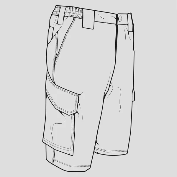 Short Pants Outline Drawing Vector Short Pants Sketch Style Trainers — Stock Vector