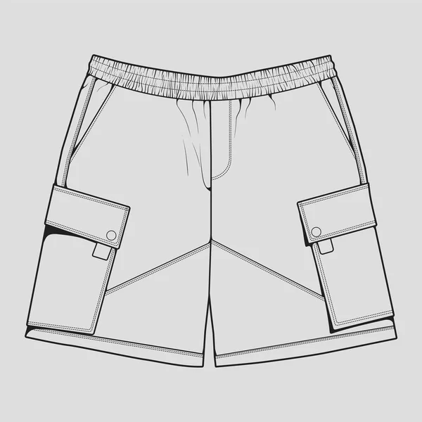 Krátké Kalhoty Obrys Kreslení Vektor Krátké Kalhoty Náčrtu Stylu Trenéři — Stockový vektor