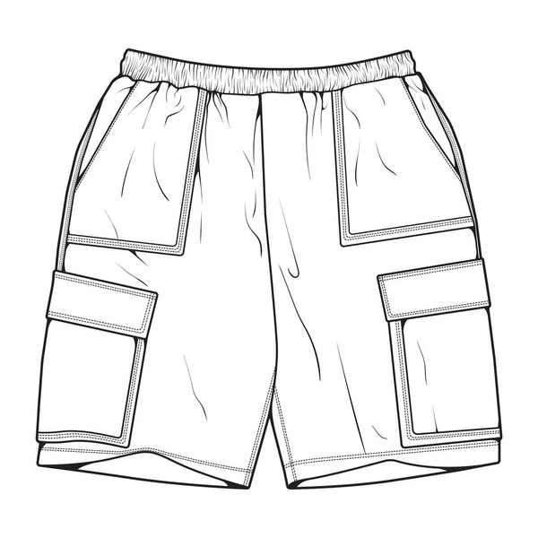 Krátké Kalhoty Obrys Kreslení Vektor Krátké Kalhoty Náčrtu Stylu Trenéři — Stockový vektor