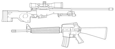 Ateşli silahlar serisi sanat tarzı, Atış Silahı, Silah illüstrasyonu, Vector Line, Silah illüstrasyonu, Modern Silah, Askeri konsept, Eğitim için Pistol hattı sanatı