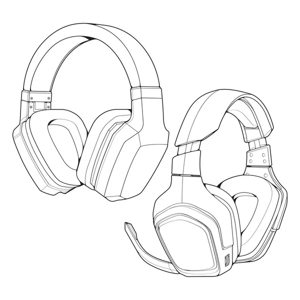 Ρυθμίστε Γραμμή Art Ακουστικά Εικονογράφηση Διάνυσμα Μουσική Έννοια Γραμμή Διάνυσμα — Διανυσματικό Αρχείο