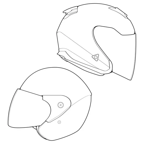 Set Template Helm Halbgesicht Line Art Helm Vector Illustration Line — Stockvektor