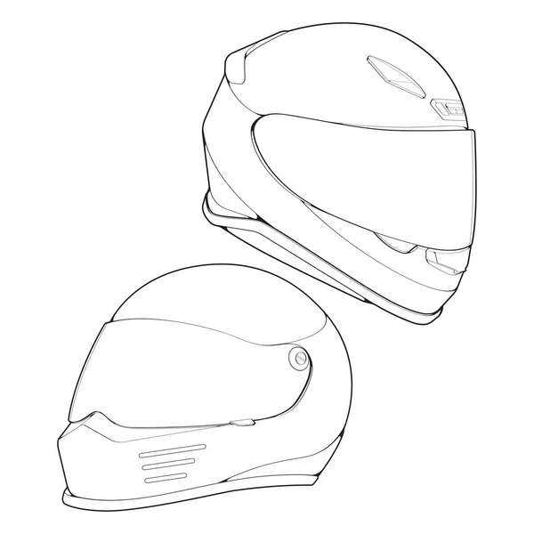 Set Template Helm Integralgesicht Line Art Helm Vektor Illustration Line — Stockvektor