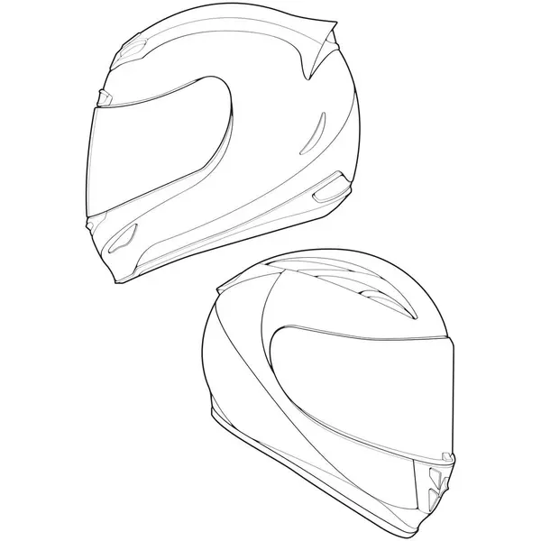 Set Template Helm Integralgesicht Line Art Helm Vektor Illustration Line — Stockvektor