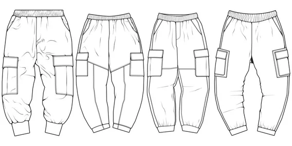 Pantaloni Carico Uomo Sagoma Modello Vettoriale Pantaloni Carico Uomo Stile — Vettoriale Stock
