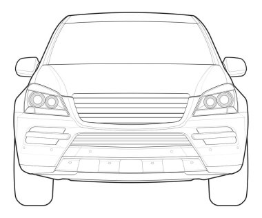 Araba izole edilmiş illüstrasyon, vektör çizgisi, ulaşım vektörü, spor araba, modern araba, araba konsepti, çizgi vektörü, araba