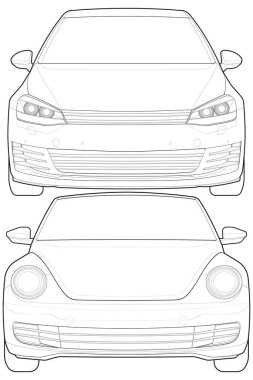 İzole edilmiş araba seti, vektör çizgisi sanatı, ulaşım vektör paketi, spor araba, modern araba, araba konsepti, çizgi vektörü.