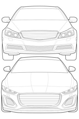 İzole edilmiş araba seti, vektör çizgisi sanatı, ulaşım vektör paketi, spor araba, modern araba, araba konsepti, çizgi vektörü.