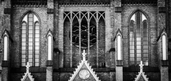 Bazylika Wniebowzięcia Najświętszej Maryi Panny Białymstoku Polska Czarno Biały Obraz — Zdjęcie stockowe