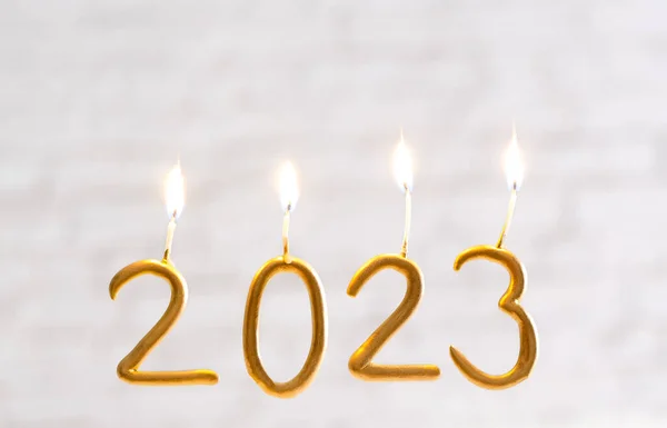Año 2023 Velas Sobre Fondo Blanco — Foto de Stock