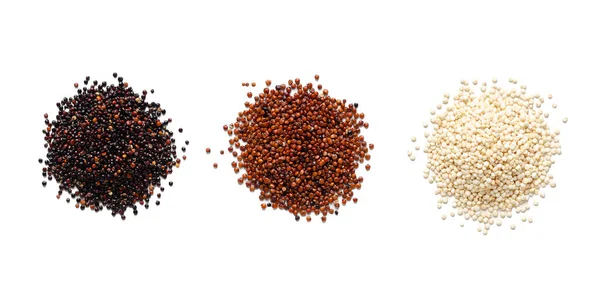 Black Red White Quinoa White Background — Stock Photo, Image