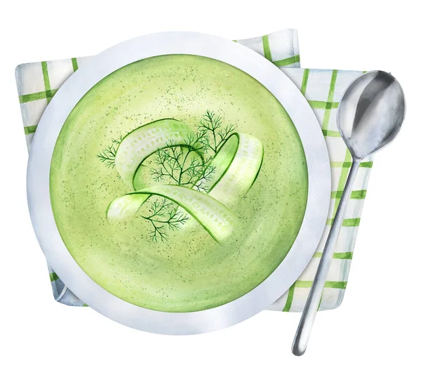 Tarator Sopa Pepino Frío Verano Con Yogur Eneldo Comida Vegetariana —  Fotos de Stock