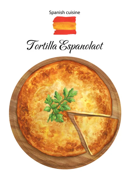 Tortilla Espanola Traditionell Spansk Omelett Med Potatis Och Lök Högst — Stockfoto