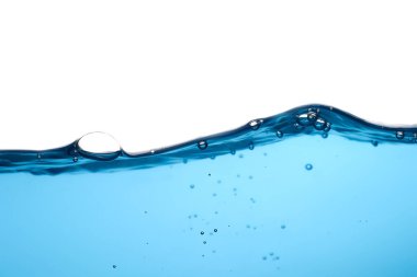 Water surface movement. white background. Movement. Close-up view.