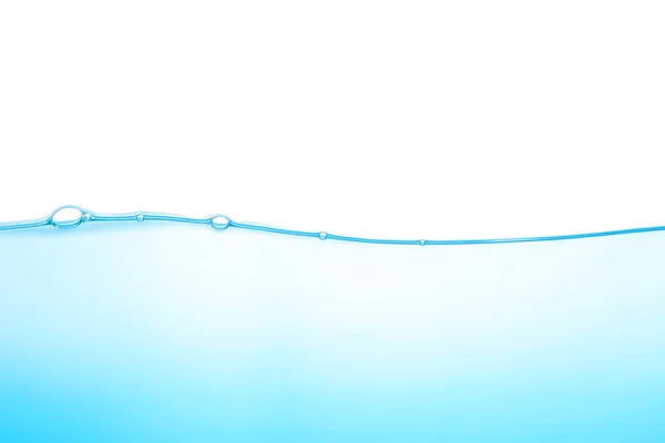 Water surface with air bubbles on white background. Waves and air bubbles water with line. close-up view.