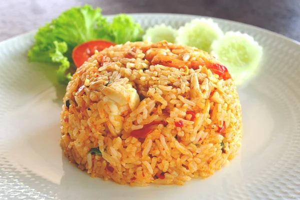 Tom Yum Fried Rice Thailändisches Essen Mit Gutem Geschmack Nahaufnahme Stockbild