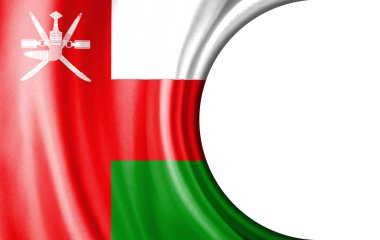 Soyut illüstrasyon, yarı dairesel bir alana sahip Umman bayrağı metin veya resimler için beyaz arkaplan.