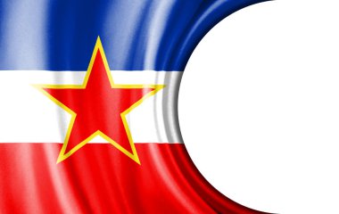 Soyut illüstrasyon, yarı dairesel bir alana sahip Yugoslavya bayrağı metin veya resimler için beyaz arkaplan.