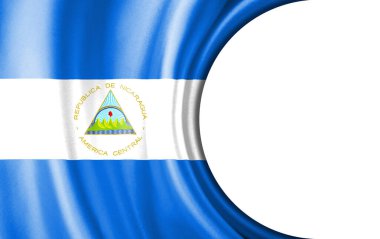 Soyut illüstrasyon, yarı dairesel alana sahip Nikaragua bayrağı metin veya resimler için beyaz arkaplan.