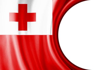 Soyut illüstrasyon, yarı dairesel alana sahip Tonga bayrağı metin veya resimler için beyaz arkaplan.