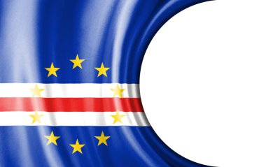 Soyut illüstrasyon, Cape Verde bayrağı yarı dairesel bir alana sahip metin veya resimler için beyaz arkaplan.
