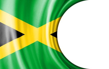 Soyut illüstrasyon, yarı dairesel alana sahip Jamaika bayrağı metin veya resimler için beyaz arkaplan.