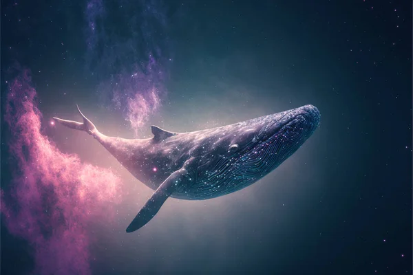 Wal Weltraum Schwimmt Wal Weltraum Konzept Wal Fliegen Den Schönen — Stockfoto