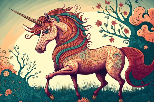 Colorfull Unicorn Psychedelic Style Background — Stock Photo, Image