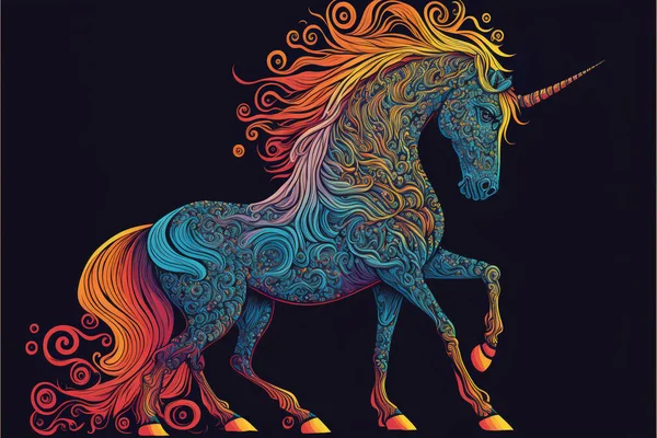 Unicorno Colorato Uno Sfondo Stile Psichedelico — Foto Stock