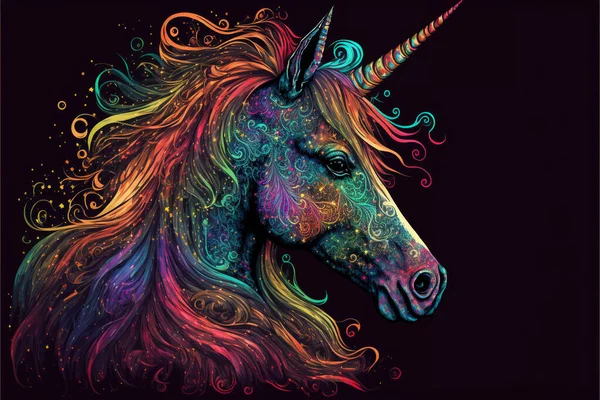 Unicorno Colorato Uno Sfondo Stile Psichedelico — Foto Stock