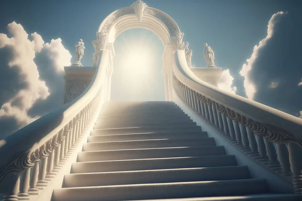 Лестница Небу Лестница Облаках Ведет Небесным Воротам — стоковое фото