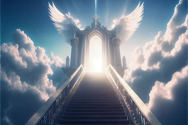 天国への階段雲の階段は天国の門につながります — ストック写真