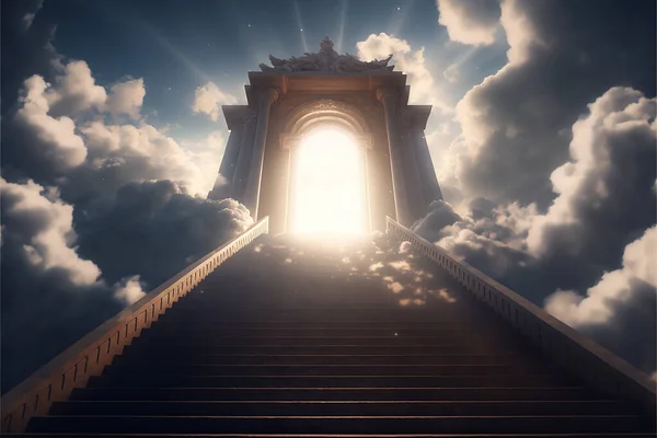 天国への階段雲の階段は天国の門につながります — ストック写真