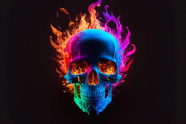 Satanic Skull Flames Darkness — Stock Photo, Image
