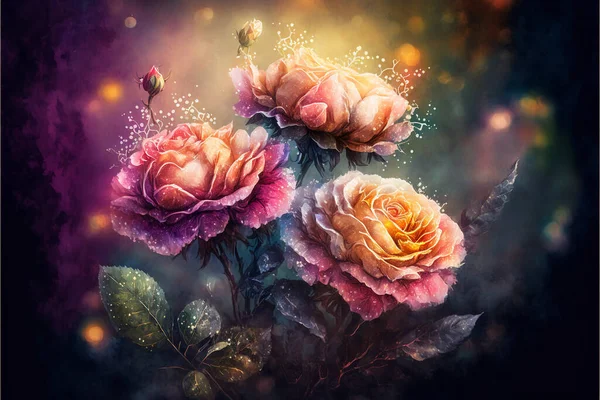 Красивые Цветы Цветы Цветок Акварель Фон — стоковое фото