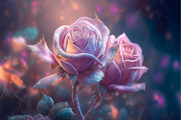 美丽的花朵玫瑰水彩画背景 — 图库照片