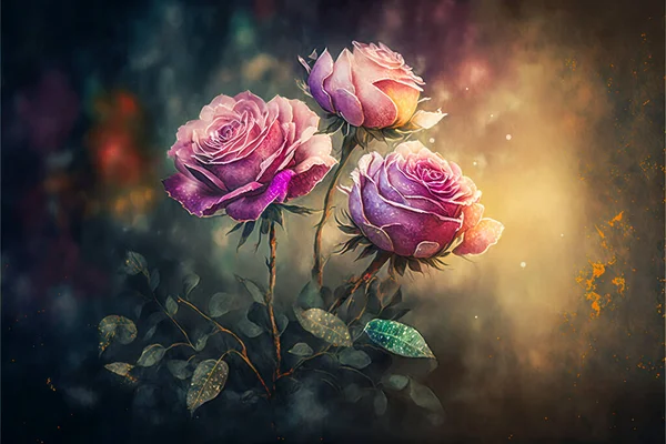 Bellissimi Fiori Rose Fiore Acquerello Sfondo — Foto Stock
