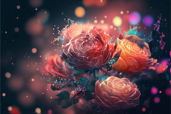 Belles Fleurs Roses Fleur Aquarelle Fond — Photo