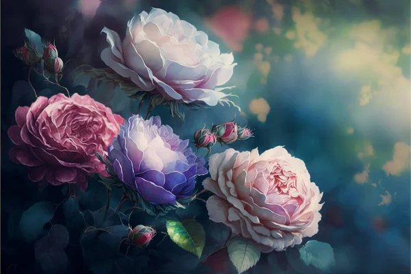 Красиві Квіти Троянди Квітка Акварельний Фон — стокове фото
