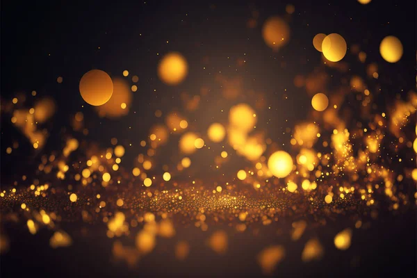 Gold dusty bokeh, star glitter background, Abstract background with bokeh effect. Texture background abstract black, gold