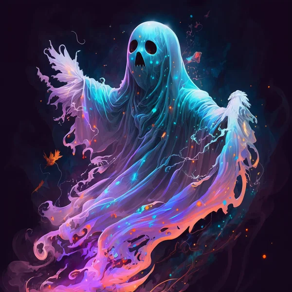 Fantasma Assustador Halloween Forças Das Trevas Fantasma Noite Personagem Fantasma — Fotografia de Stock