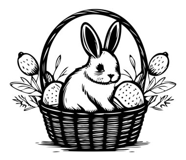 bunny ve yumurta Paskalya sepeti