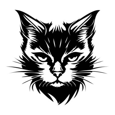 Kedi Yüzlü, Hayalet Yüzlü Kedi Yüzlü, Siyah beyaz Kedi Vektörü