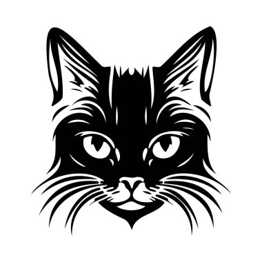 Kedi Yüzlü, Hayalet Yüzlü Kedi Yüzlü, Siyah beyaz Kedi Vektörü