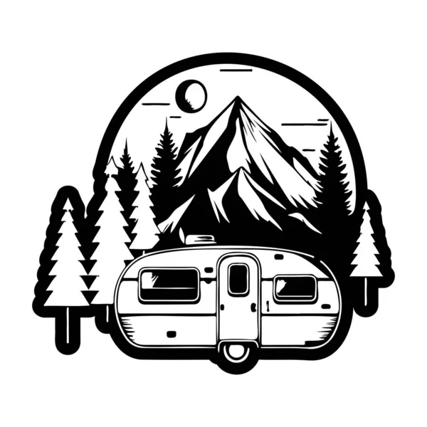 Acampamento Campista Parque Campismo Com Montanhas Árvores Camping Floresta Parque — Vetor de Stock