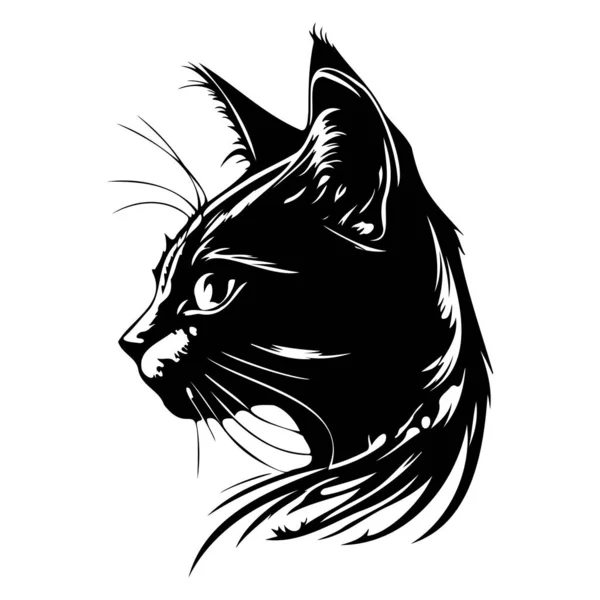 Cat Face Silhouettes Cat Face Black White Cat Vector — 스톡 벡터